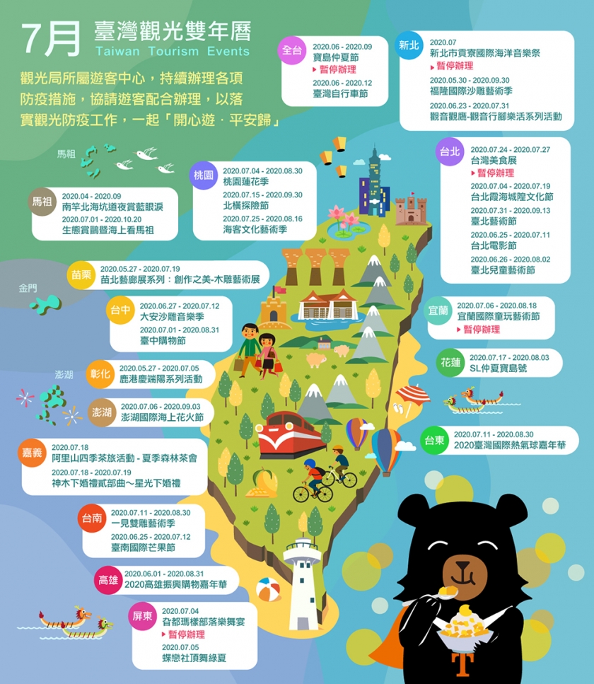 7月臺灣觀光雙年曆活動地圖